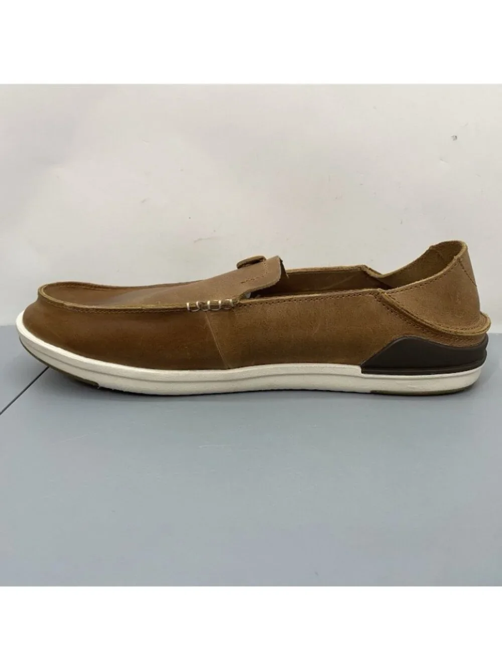 OluKai Kakaha Shoes Loafers Casual Comfort Slip On Leather Brown Mens 13